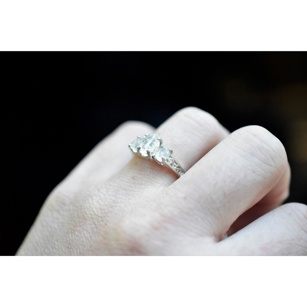 Raw Diamond Engagement Ring Rough Diamond Wedding Band Unique Gemstone Sterling